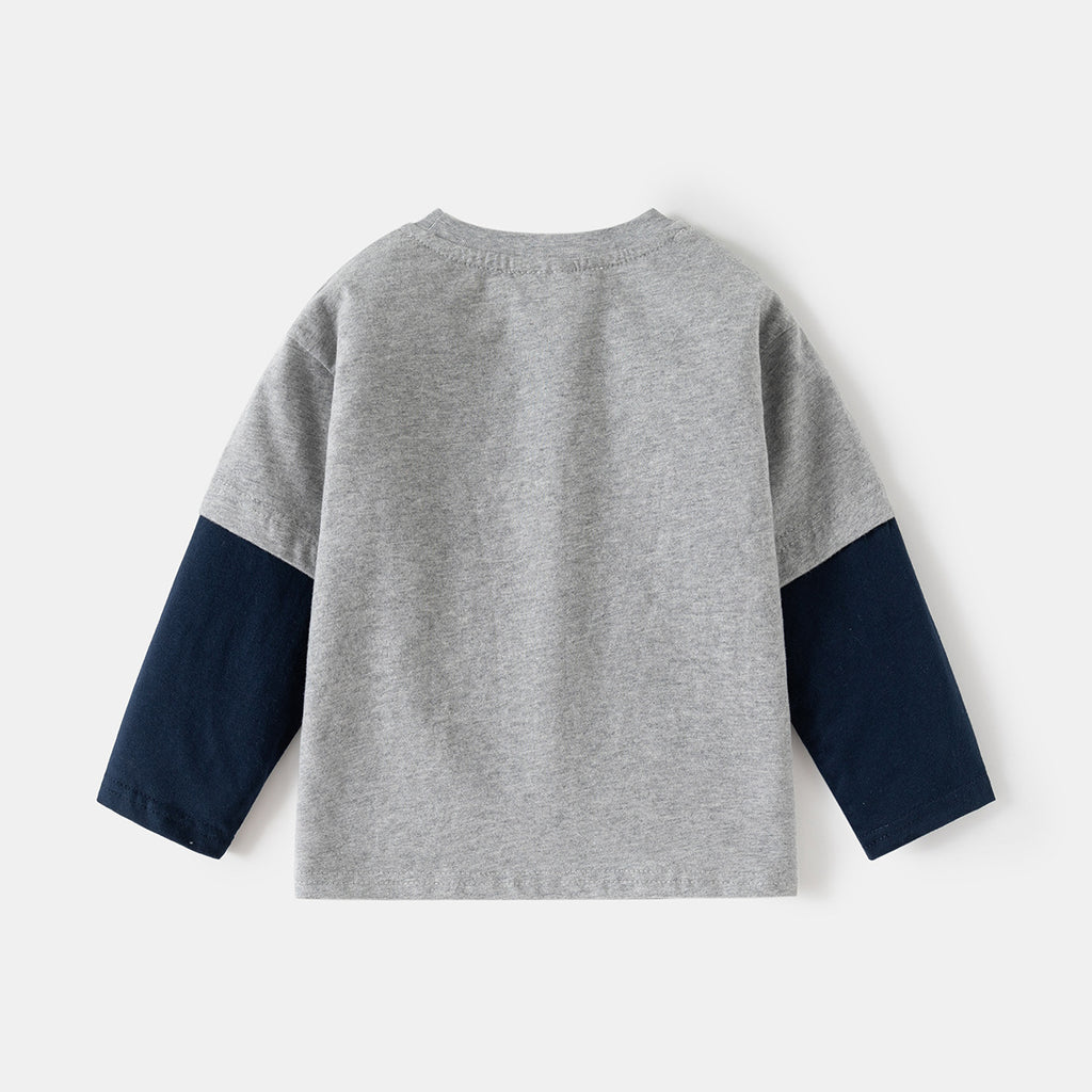 Wholesale Baby Clothes Kids Long Sleeve T-Shirt Boy Patched Sleeve Base Layer Fashion Drop Shipping