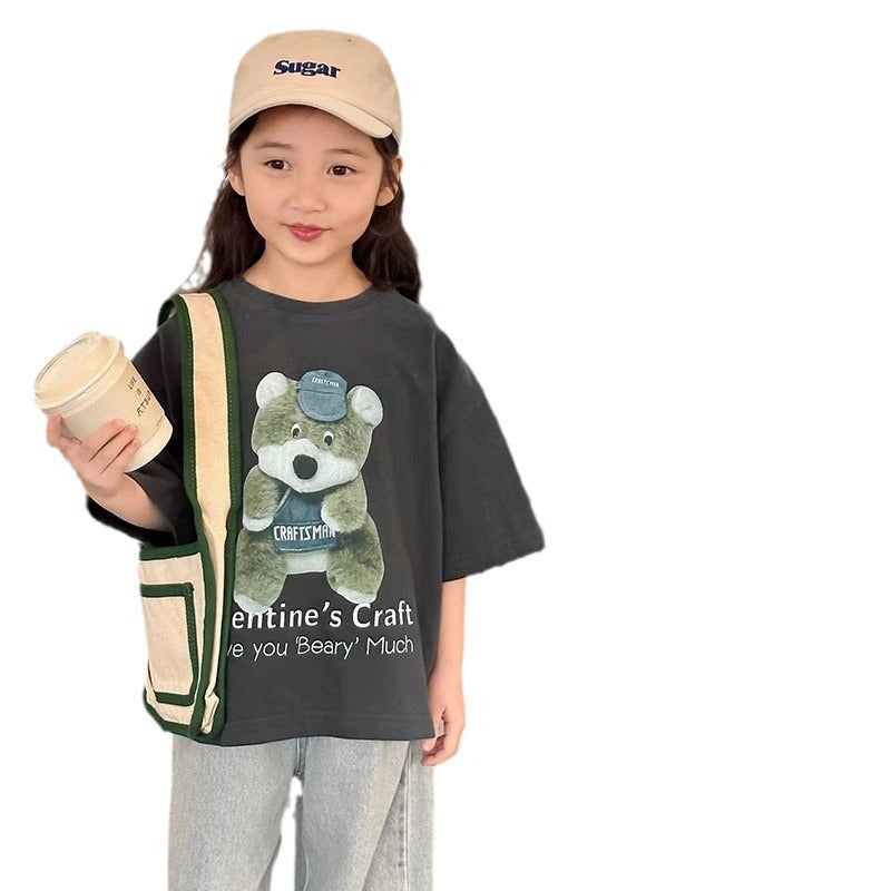Girls' Short Sleeve T-Shirt Big Kids Inner Wear Top Summer