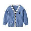 Long Sleeve V-Neck Knitted Cardigan for Boys, Casual Outerwear Spring Jacket for Kids