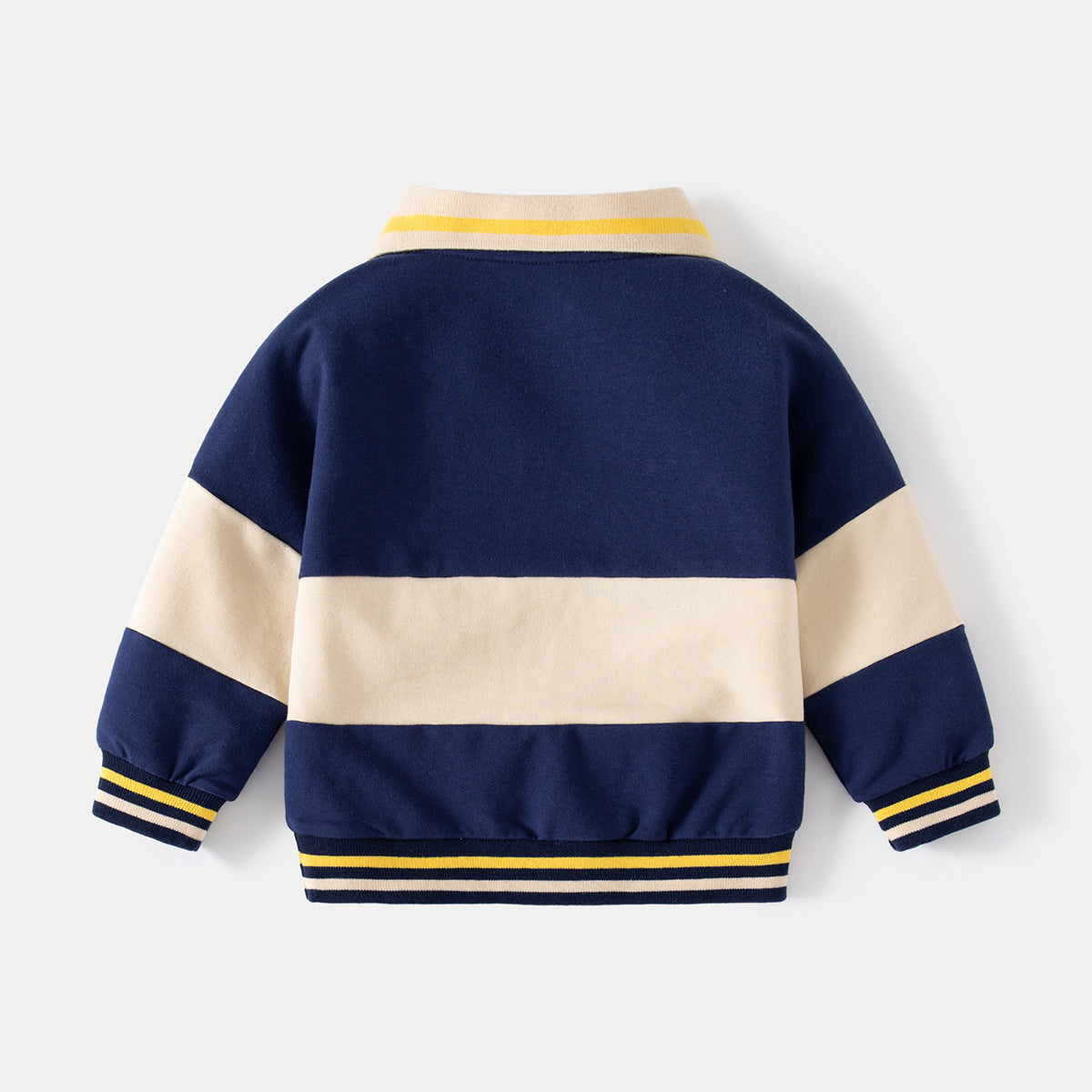 Whale Print Kids' Hoodie, Casual Cuffed Sleeve, Non-Hooded Collar Sweatshirt for Boys