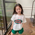 Cute Letter Print T-Shirt for Girls, Short Sleeve Top