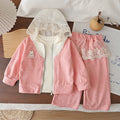 Hooded zipper sweater three piece set baby clothes