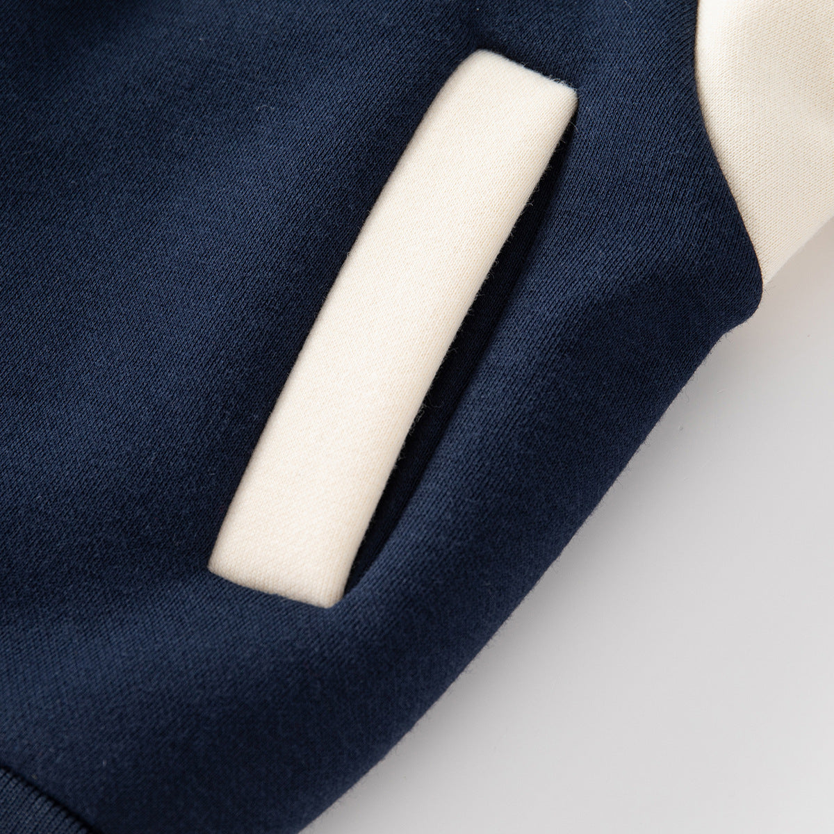 Fleece-Lined Round Neck Baseball Jacket, Letter Long Sleeve Color-Block Striped Warm Outerwear