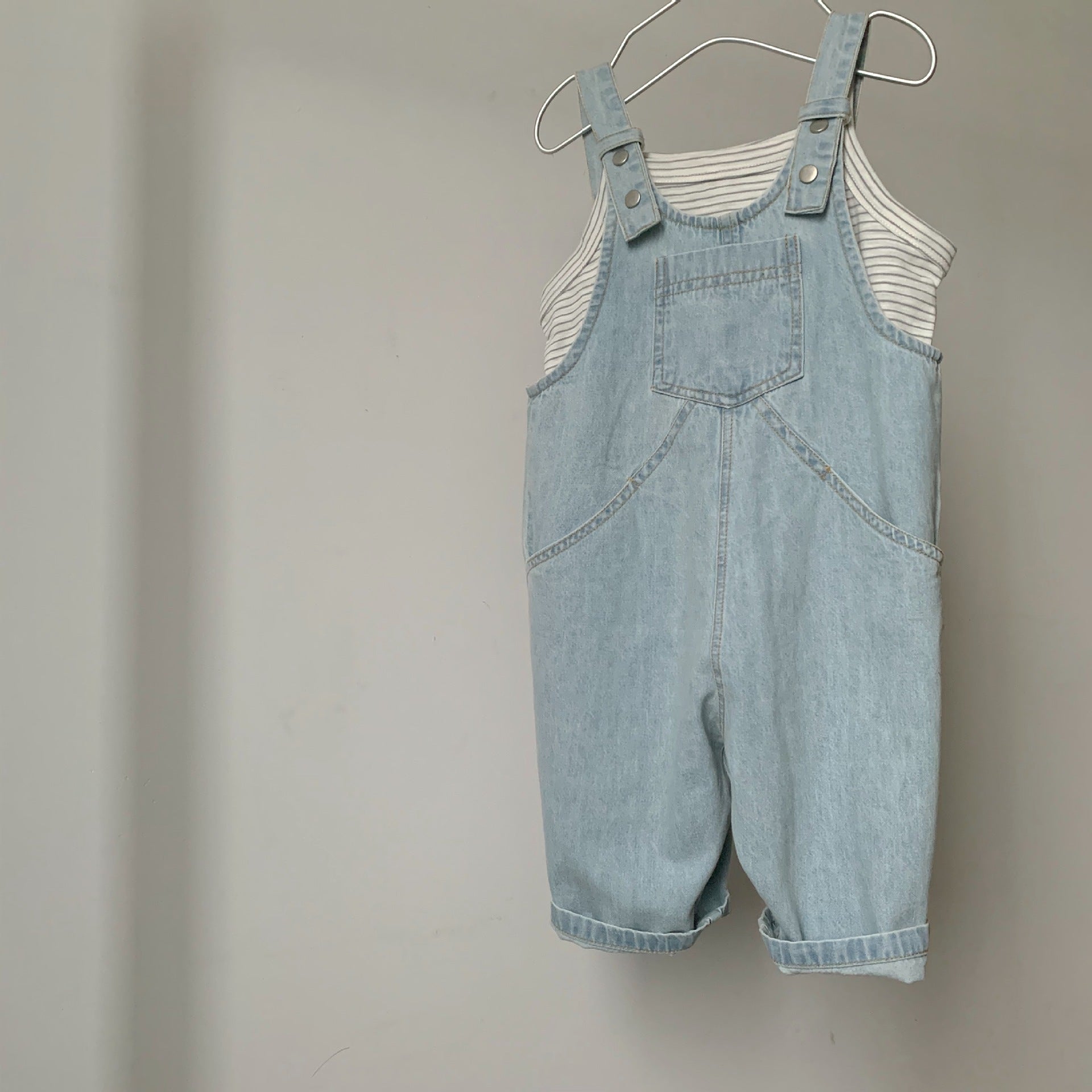 Cotton thin denim overalls