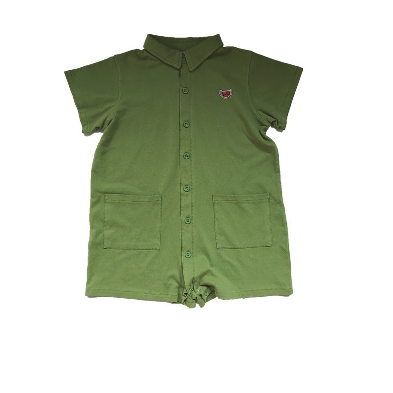 Children's jumpsuit with short sleeves and polo pockets