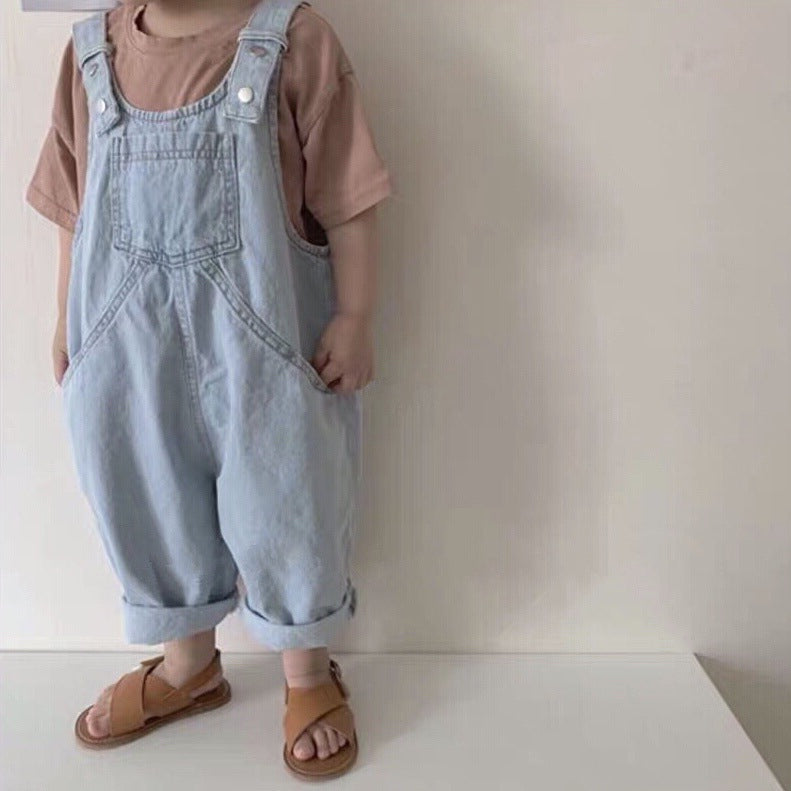 Cotton thin denim overalls