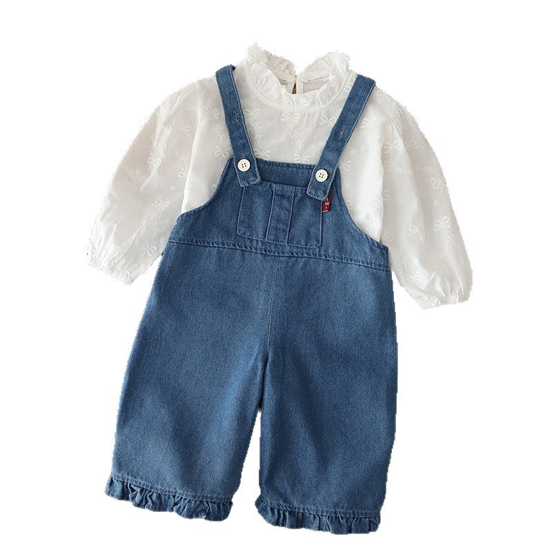 Baby Spring and Autumn Casual Long Sleeve Strap Pants Two Piece Set