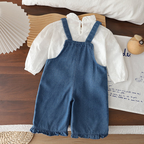 Baby Spring and Autumn Casual Long Sleeve Strap Pants Two Piece Set